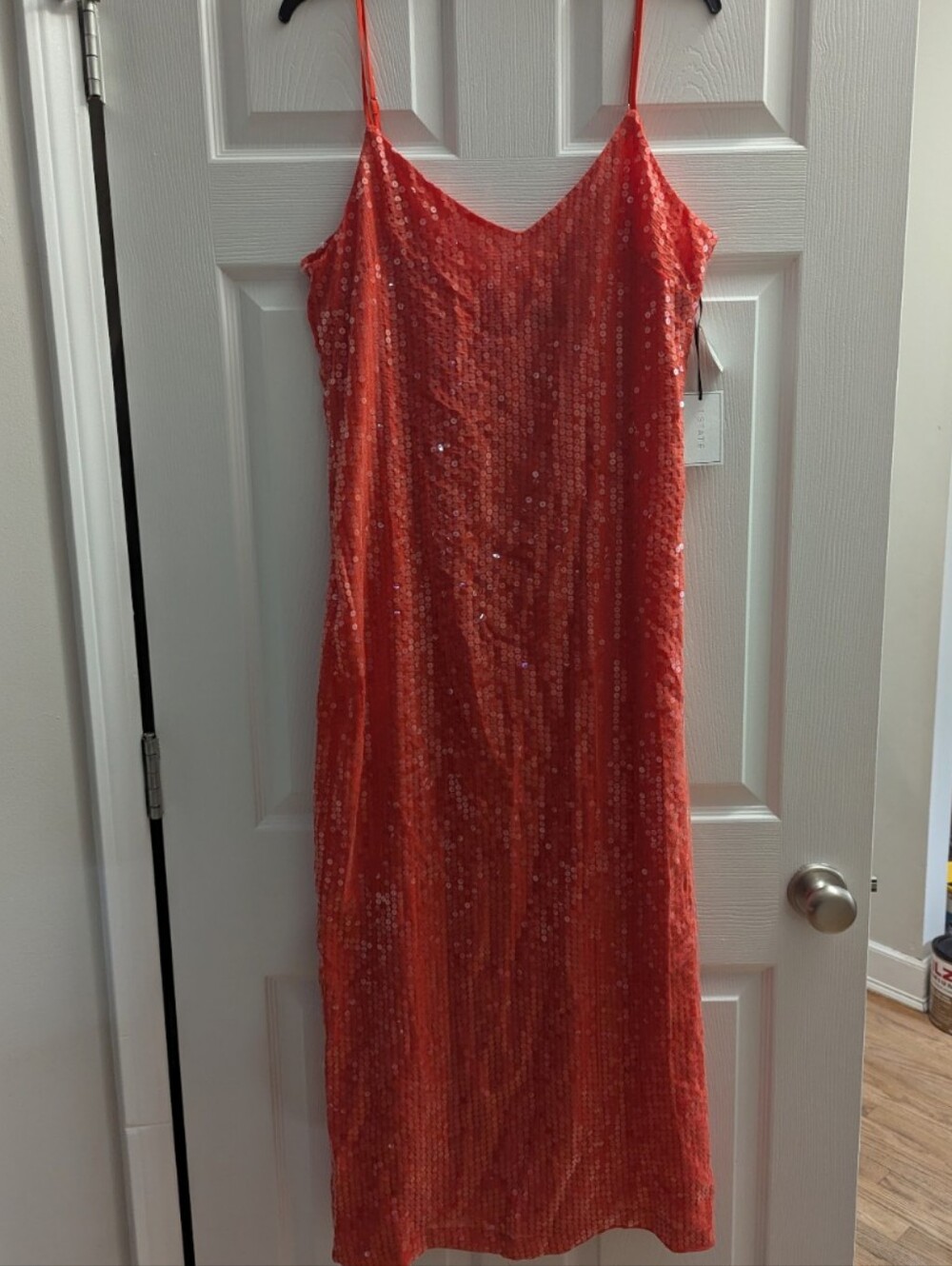 1.State Sequin Slip Dress Women’s Size 14 Orange Summer Fig NWT Party Cocktail